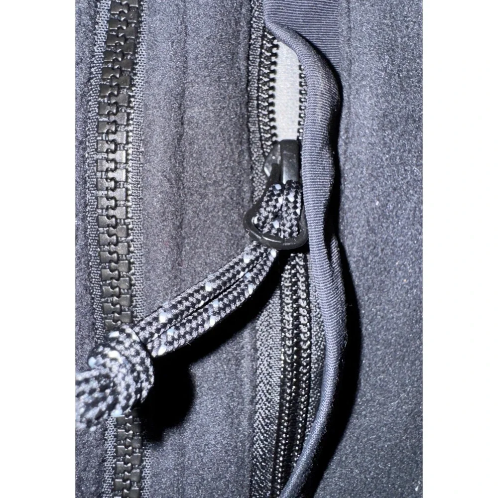LL Bean Mens Quarter Zip Grid Fleece Pullover Black‎ Textured Jacket 1333